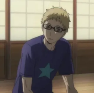 ✨ 8765053b Kei Tsukishima Haikyuu!! 애니메이션, 하이큐, 츠키시마 케이, 안경, 별 telegram sticker