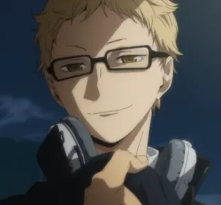 Tsukishima Kei by @anime_stickersidn whatsapp stickers