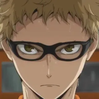 ✨ 986ec79a Kei Tsukishima Haikyuu!! 애니메이션, 츠키시마, 하이큐, 츠키시마 케이, 안경, 금발 telegram sticker