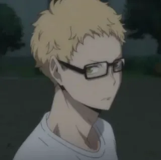 ✨ ad076c14 Kei Tsukishima Haikyuu!! 애니메이션, 하이큐, 츠키시마 케이, 츠키시마, 안경, 금발 머리 telegram sticker