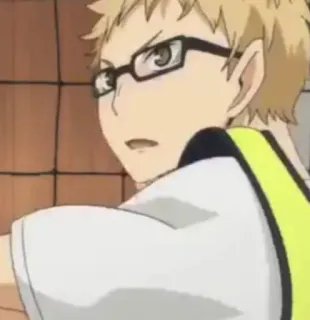 ✨ d6993db6 Kei Tsukishima Haikyuu!! 애니메이션, 하이큐, 배구, 츠키시마 케이, 츠키시마, 안경 telegram sticker