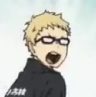 ✨ da5dbd82 Kei Tsukishima Haikyuu!! 애니메이션, 하이큐, 츠키시마 케이, 츳키, 충격, 놀람 telegram sticker