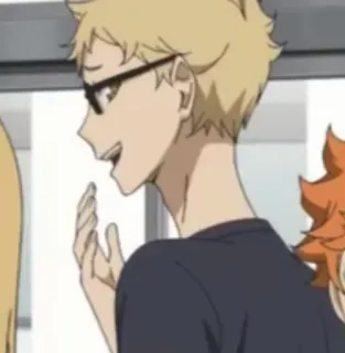 ✨ e1bed402 Tsukishima Kei Haikyuu!! 애니메이션, 하이큐!!, 츠키시마 케이, 캐릭터, 안경, 금발 telegram sticker