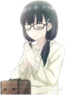 🙏 c562f03c t.me/Y2LAB fille animé, lunettes, prière, mignon, kawaii, telegram whatsapp sticker