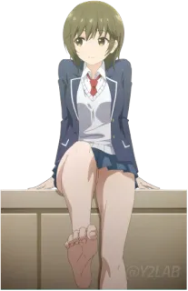 🦶 ce7fd8e4 Anime, Fille, Uniforme scolaire, Assise, Pieds nus whatsapp sticker