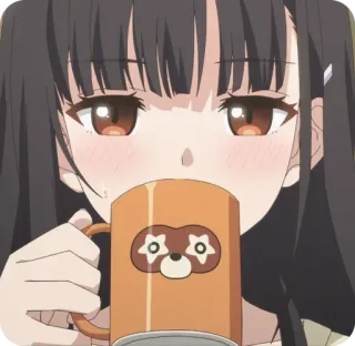 ☕️ 05f108c5 Anime, Słodkie, Dziewczyna, Kawa, Kubek, Postać, Kreskówka whatsapp sticker
