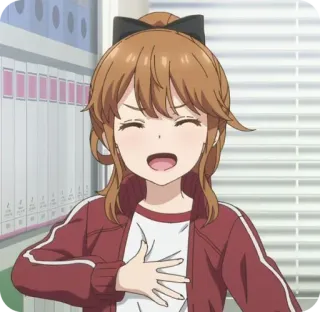 😅 335be5de Anime, Kreskówka, Dziewczyna, Szkoła, Szczęśliwy, Uroczy whatsapp sticker