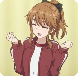 🙌 3b702659 anime, kreskówka, dziewczyna, uśmiechnięta, szczęśliwa, portret whatsapp sticker