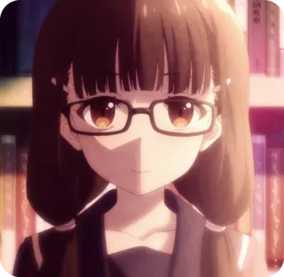 🤓 71b47e35 Anime, Dziewczyna, Okulary, Postać, Biblioteka whatsapp sticker