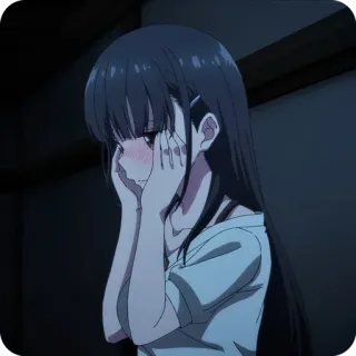 🙈 95c5ed8e dziewczyna anime, nieśmiała, rumieniąca się, smutna, anime, postać whatsapp sticker