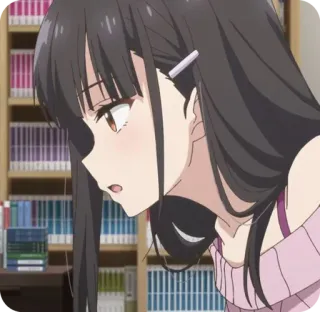 😤 b0a39fda Anime, Dziewczyna, Brunetka, Półka z książkami, Nastolatka, Wewnątrz whatsapp sticker