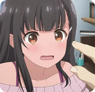 😳 bbc7e5fd Anime, Dziewczyna, Zaskoczona, Wskazująca, Kreskówka, Ilustracja whatsapp sticker