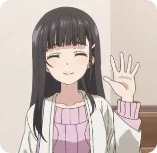 👋 e73d22d3 anime, dziewczyna, kreskówka, przyjazny, powitanie whatsapp sticker