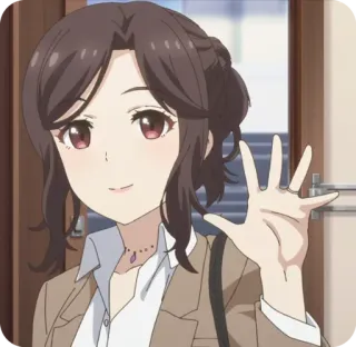 👋 f64c4f49 Anime, Kobieta, Biuro, Słodkie, Kreskówka, Portret whatsapp sticker