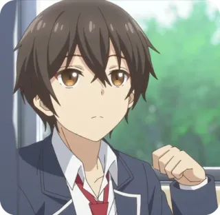 ❔ fa08a63d Anime, Postać, Chłopak, Uczeń, Mundur szkolny, Brązowe włosy, Słodki whatsapp sticker