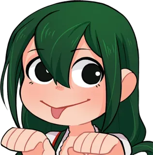 😋 7b6c38cf Tsuyu Asui My Hero Academia Anime, Mangá, Fofo, Personagem, Desenho animado, Herói, Língua telegram sticker