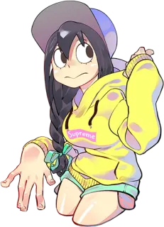 😒 8dc9559d Supreme Anime, Desenho animado, Personagem, Garota, Chapéu, Supreme, Moletom com capuz telegram sticker