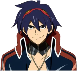 😈 24b1dbde Kamina Gurren Lagann anime, male, smiling, confident, leader whatsapp sticker