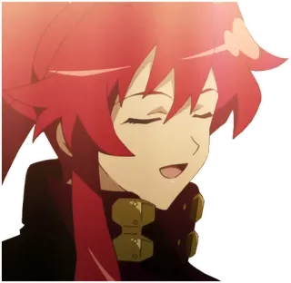 😄 a55179c9 Yoko Littner Tengen Toppa Gurren Lagann anime, red hair, smile, happy, girl, confident whatsapp sticker