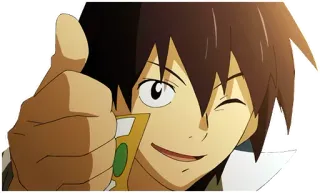 👍 e7cf05a3 anime, thumbs up, wink whatsapp sticker