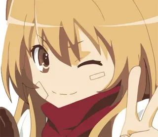 😉 0481a78e Taiga Aisaka Toradora! Anime, Desenho animado, Fofo, Sinal de paz, Piscadela, Garota, Cachecol whatsapp sticker
