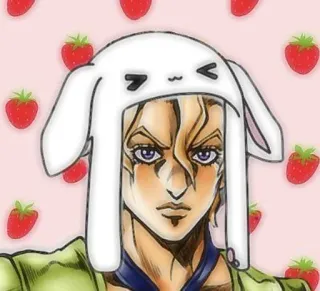 😍 551b9367 애니메이션, 만화, 토끼 모자, 딸기, 귀여운, 캐릭터 telegram sticker