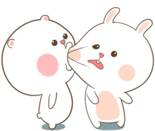 🐽 155e36dc 만화, 귀여운, 토끼, 곰, 키스, 사랑, 동물 telegram sticker