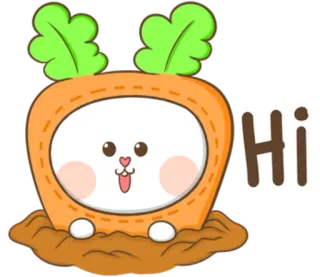 🐽 02f5f69a Hi rabbit, bunny, carrot, cute, cartoon, greeting, hi telegram sticker