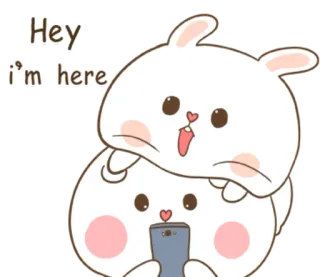 🐽 9eee68a3 Hey i'm here bunny, cute, animal, rabbit, cartoon, kawaii, adorable telegram sticker