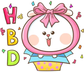 🐽 cac5a5f6 HBD happy birthday, celebration, bunny, cartoon, confetti, cute, party telegram sticker