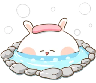 🐽 cd1b3c49 rabbit, bunny, bath, hot spring, onsen, relaxing, cute telegram sticker