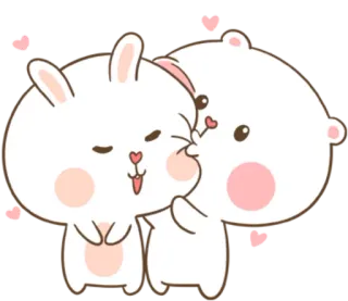🐽 d3fc1ce3 rabbit, bear, cute, love, kiss, animation, cartoon, adorable telegram sticker