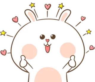 🐽 d96bf170 bunny, rabbit, cute, kawaii, hearts, stars, adorable, animal telegram sticker