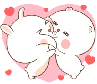 🐽 e6492b1b love, heart, kiss, bunny, bear, cute telegram sticker