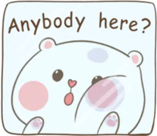 🤔 1a9f194e Anybody here? หมี, น่ารัก, คำถาม, การ์ตูน telegram sticker