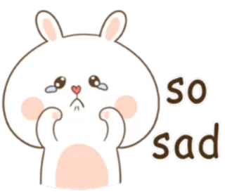 😢 751a9b28 so sad เศร้า, ร้องไห้, กระต่าย, คาวาอิ, น่ารัก, น้ำตา telegram sticker