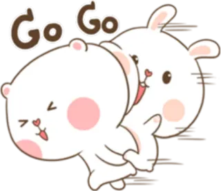 😊 a784644a Go Go กระต่าย, การ์ตูน, น่ารัก, สัตว์, ไป, ให้กำลังใจ telegram sticker