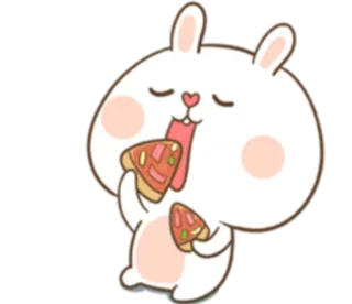 🍔 b257208b กระต่าย, บันนี่, พิซซ่า, อาหาร, น่ารัก, กิน telegram sticker
