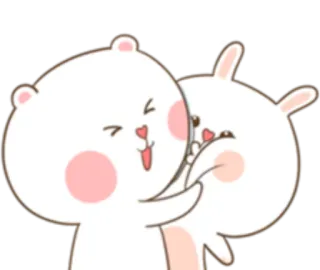 🤗 ebfe1c0f หมี, กระต่าย, กอด, น่ารัก, สัตว์, การ์ตูน telegram sticker