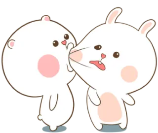 😌 0ae4ebfc mignon, lapin, ours, dessin animé, animal, autocollant telegram sticker