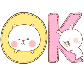 😌 7d0f5a01 OK ok, mignon, ours, lapin, animaux, kawaii telegram sticker