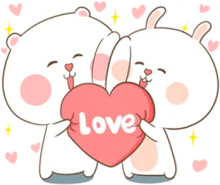 😌 a04a5075 Love amour, cœur, mignon, animaux, ours, lapin, dessin animé telegram sticker