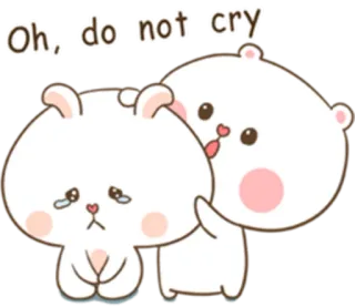 😭 c4dacb84 Oh, do not cry น่ารัก, สัตว์, หมี, กระต่าย, ร้องไห้, ปลอบโยน, มิตรภาพ whatsapp sticker