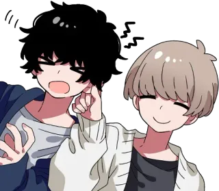 😈 0df43c50 Anime, Hoạt hình, Con trai, Bạn bè, Dễ thương, Vui vẻ telegram sticker