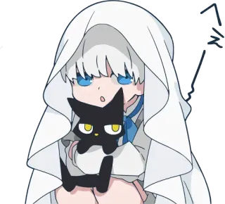 🐱 bcf8a4b8 ヘス Anime, Dễ thương, Mèo, Áo trùm đầu, Cô gái telegram sticker
