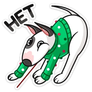 🙅‍♂️ 1f5604b0 HET dog, bull terrier, russian, sweater, cute, funny, animal telegram sticker