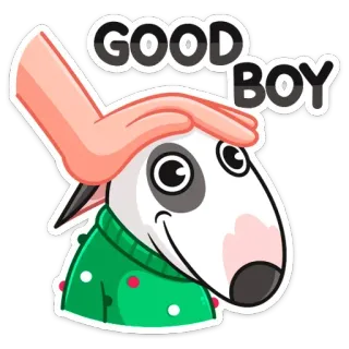 😊 485bafe4 GOOD BOY dog, pet, good boy, cute, animal, bull terrier, cartoon telegram sticker