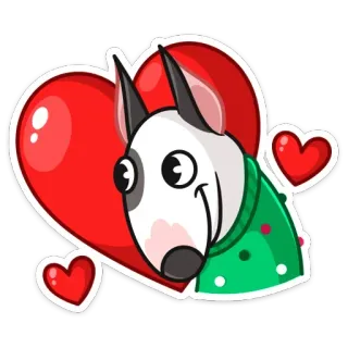❤️ 4c17c3b1 dog, bull terrier, heart, love, cute, animal, pet, cartoon telegram sticker
