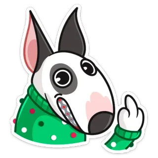 🖕 65787ebc dog, bull terrier, middle finger, offensive, cartoon, sticker telegram sticker