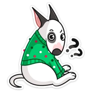 ❓ 6c6f85ca dog, animal, cartoon, sticker, question, sweater telegram sticker